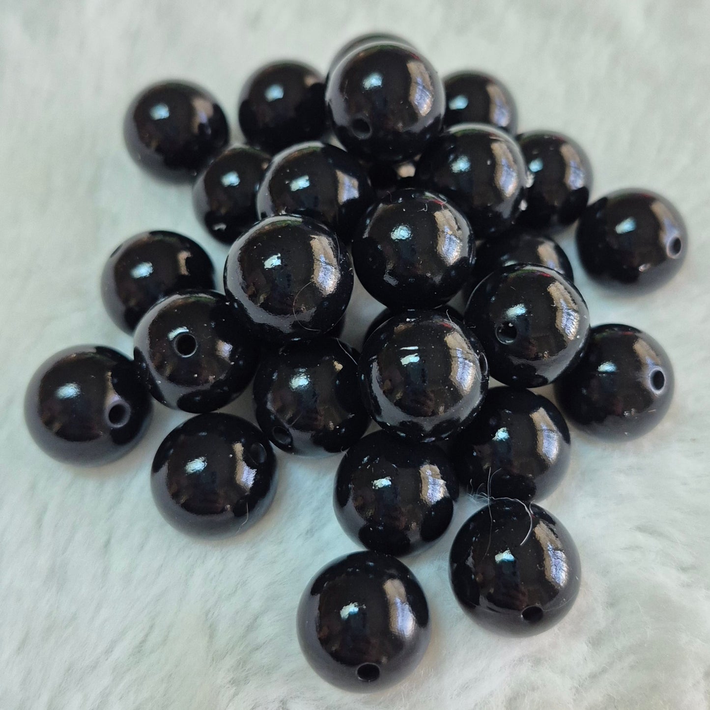 Black Liquid 15mm Solid Silicone Beads