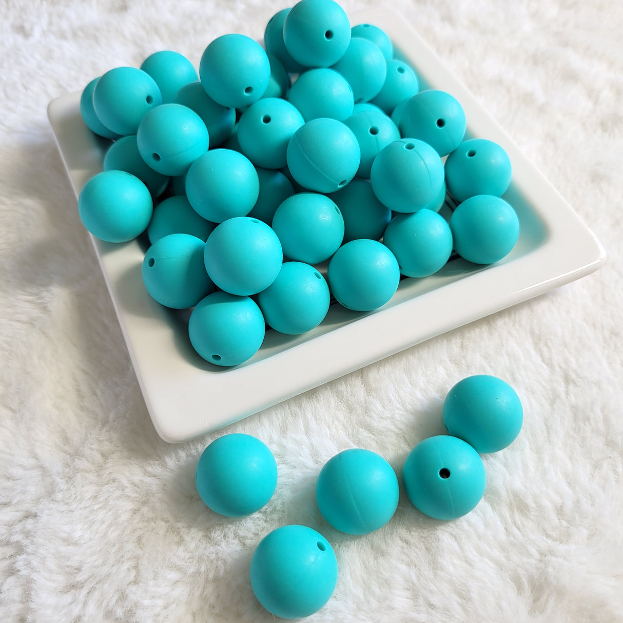 Teal 19mm Solid Silicone Beads