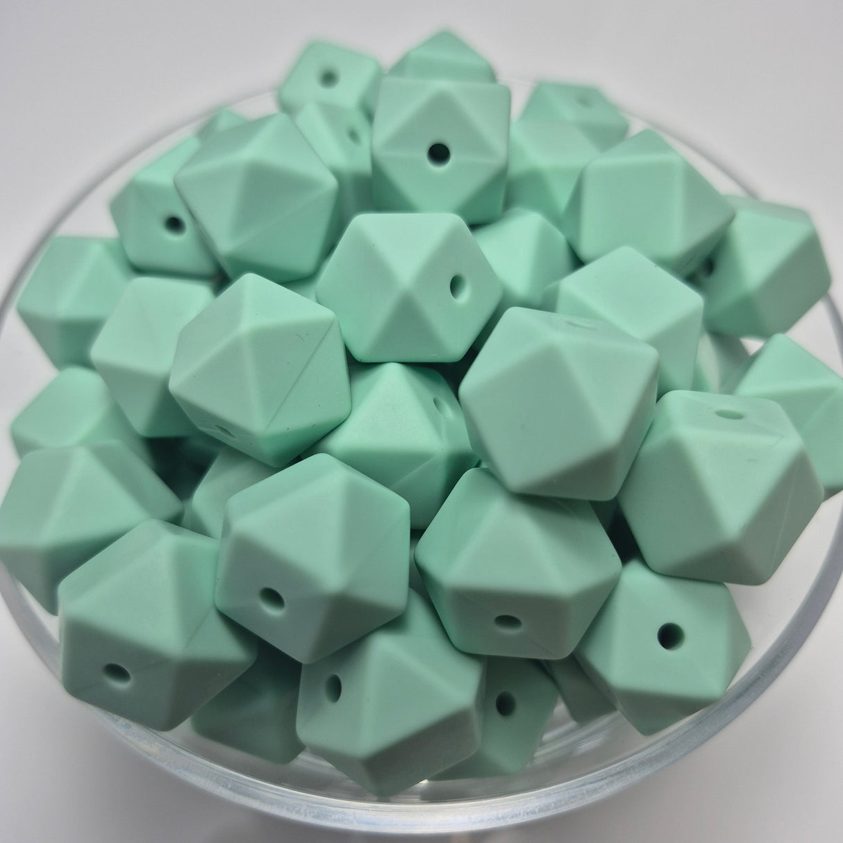Mint 14mm Hexagon Solid Silicone Beads