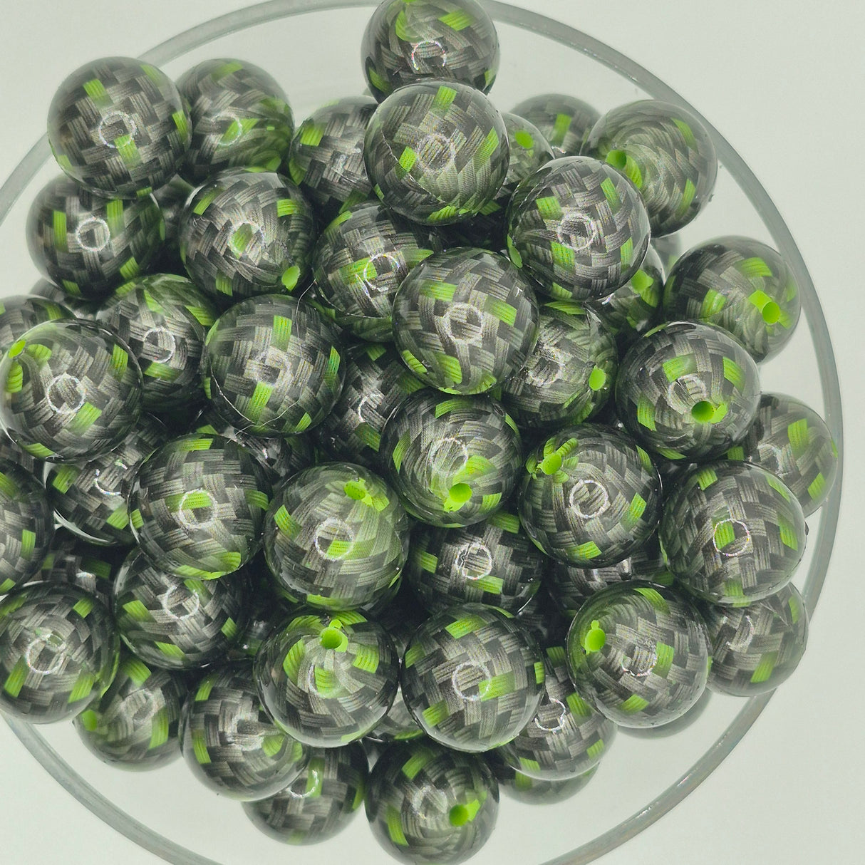 Carbon Fiber Green 15mm Silicone Bead