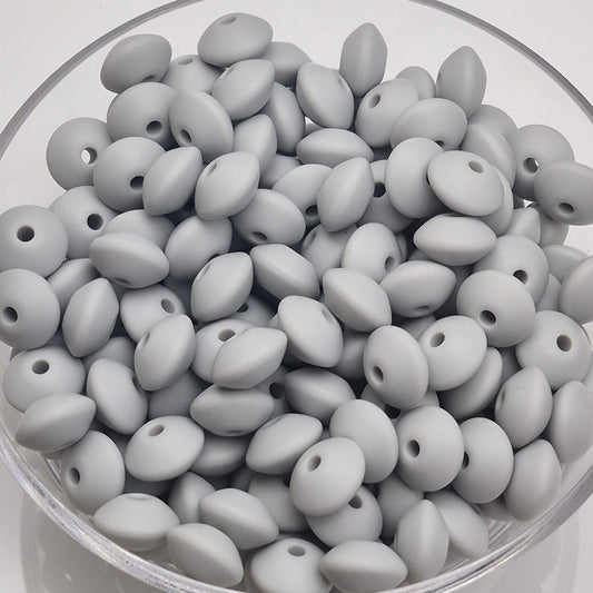 Cloudy Day Lentil 12mm*7mm Solid Silicone Beads