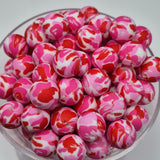 Pretty in Pink Print 15mm Silicone Bead