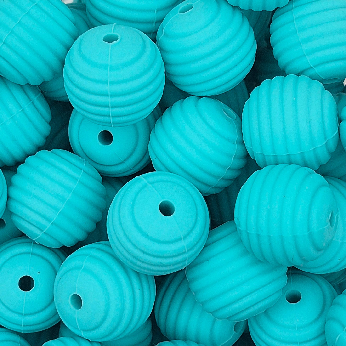 Teal Honeycomb 15mm Silicone Bead