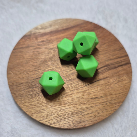 Shamrock 14mm Hexagon Solid Silicone Beads