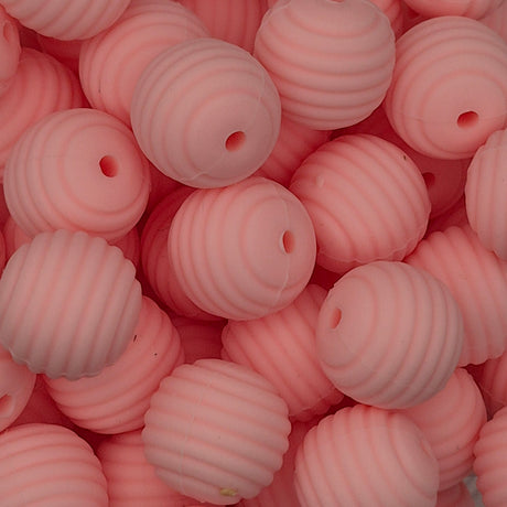 Baby Pink Honeycomb 15mm Silicone Bead