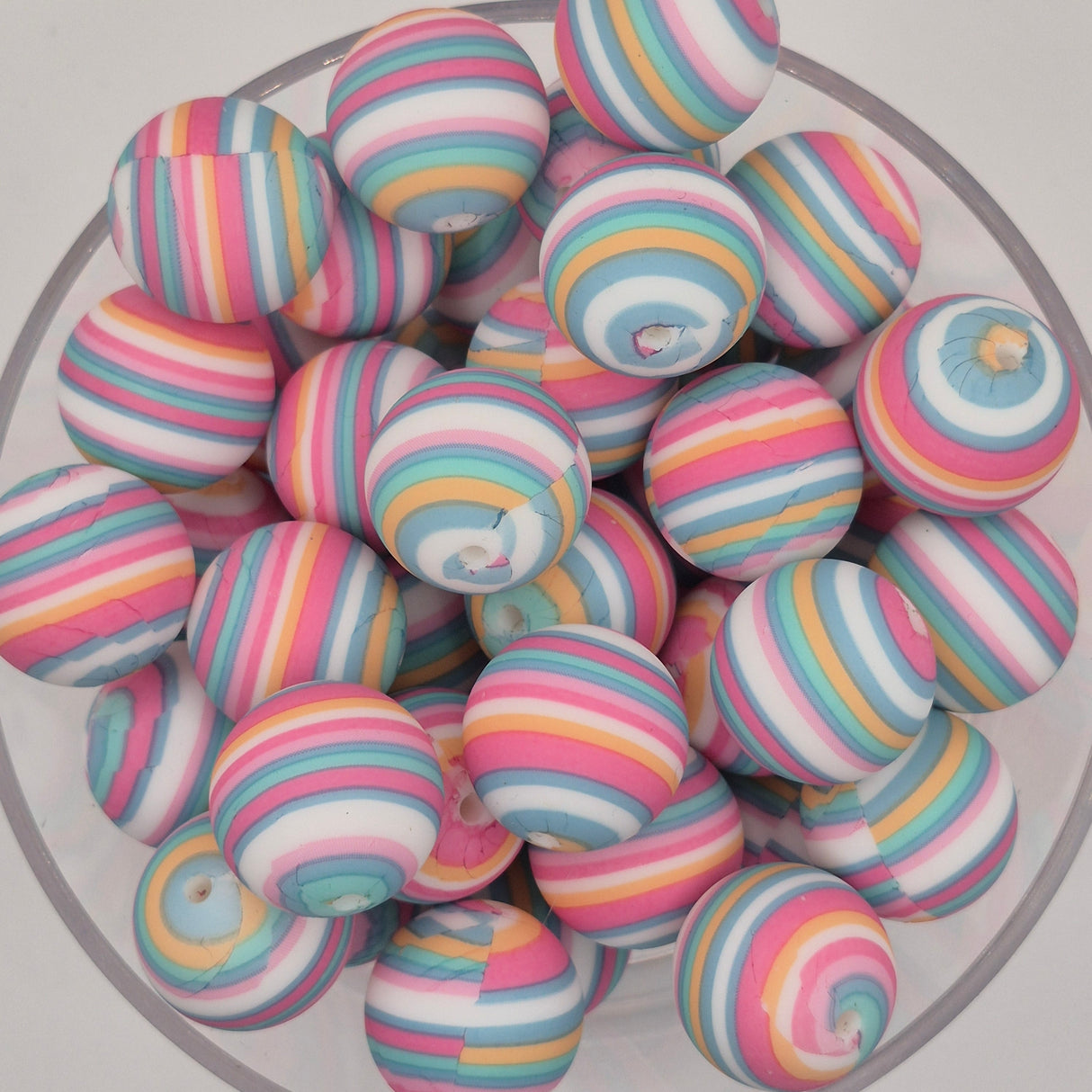 Candy Stripes 19mm Print Silicone Bead