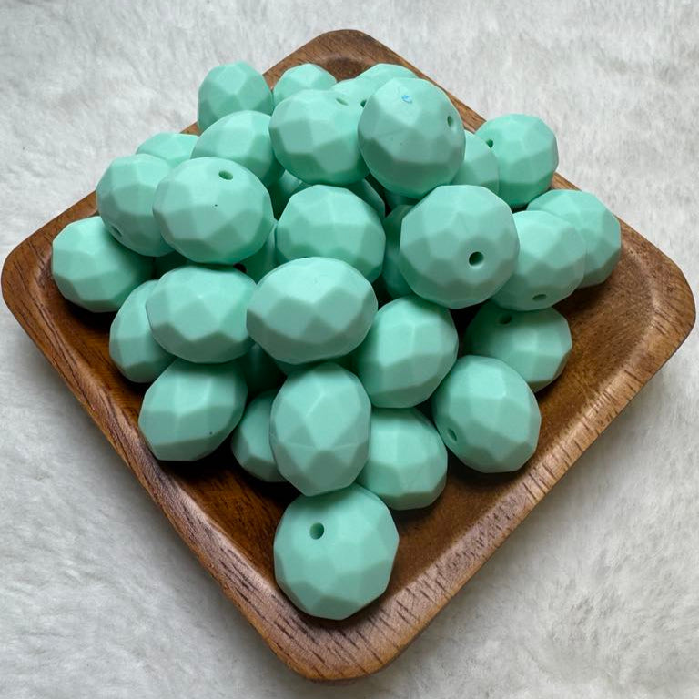 Mint Faceted Geo Silicone Beads