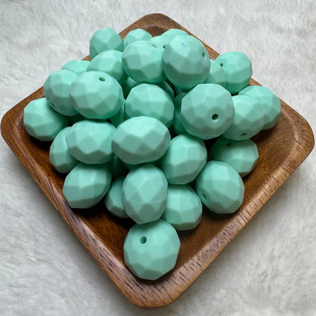 Mint Faceted Geo Silicone Beads