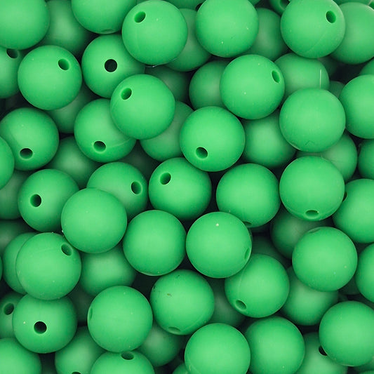 Christmas Green 9mm Solid Silicone Beads