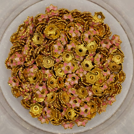 Color Flower Small Bead Caps (Set of 10)