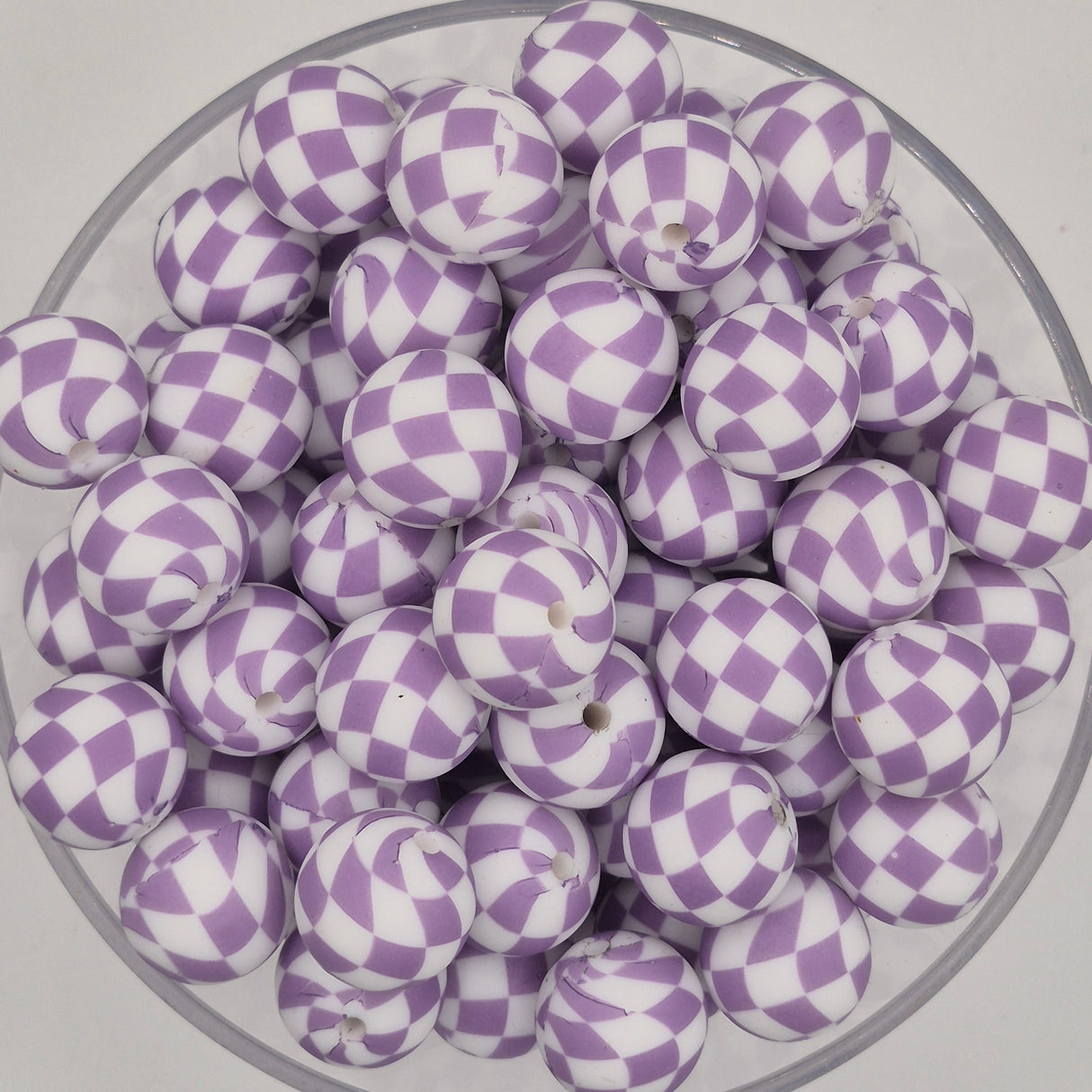 Checkmate Purple 15mm Silicone Print Bead