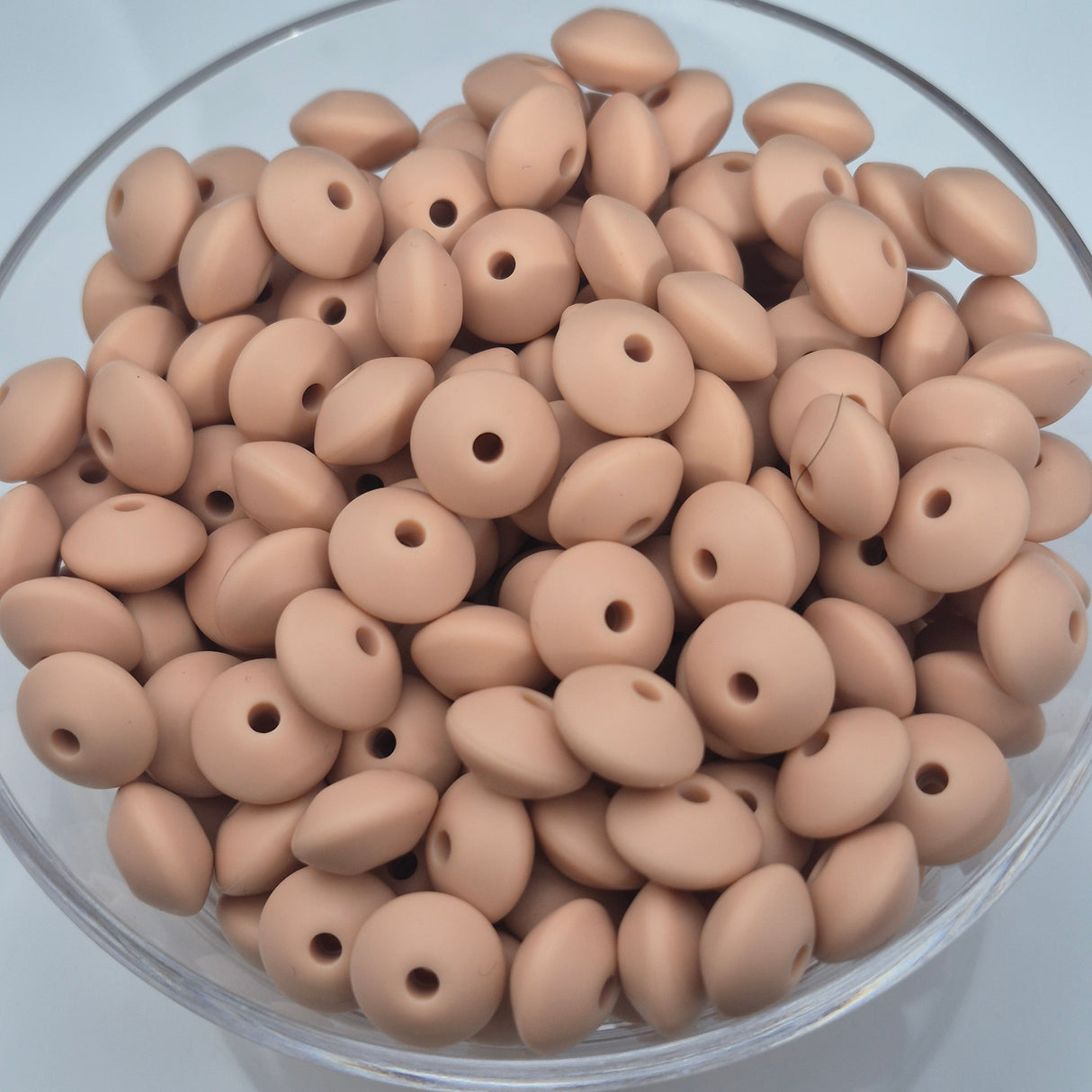 Dusty Peach Lentil 12mm*7mm Solid Silicone Beads