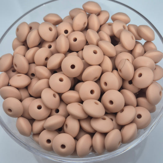 Dusty Peach Lentil 12mm*7mm Solid Silicone Beads