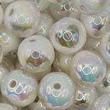 White Heart Opal 16mm Solid ACRYLIC Beads