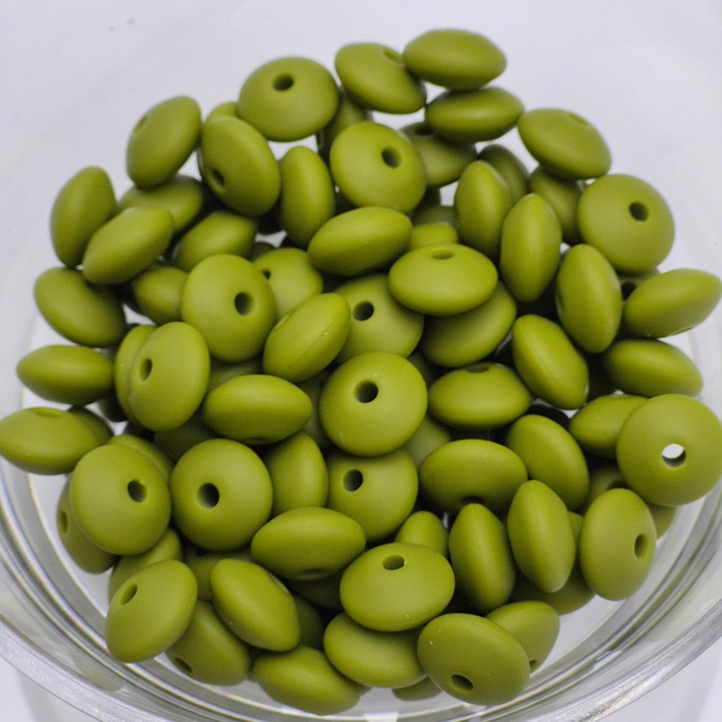 Olive Lentil 12mm*7mm Solid Silicone Beads