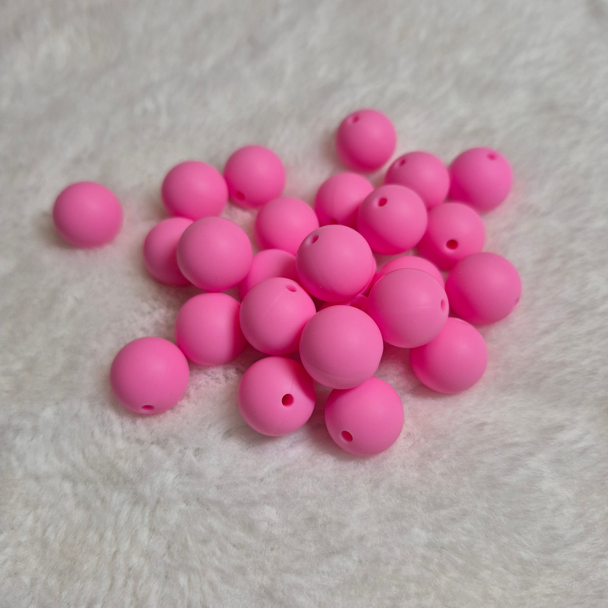 Pink 15mm Solid Silicone Beads