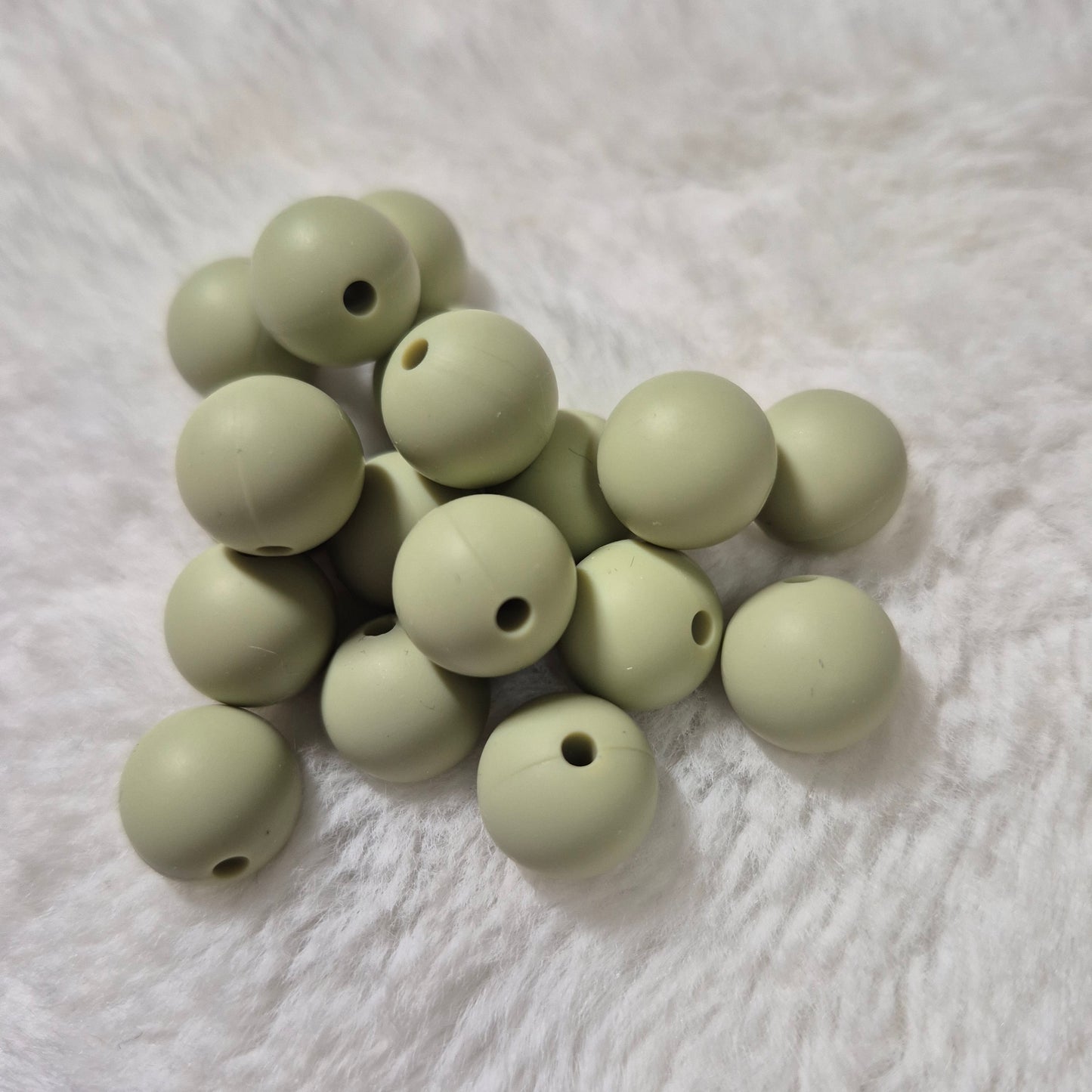 Light Sage 12mm Solid Silicone Beads