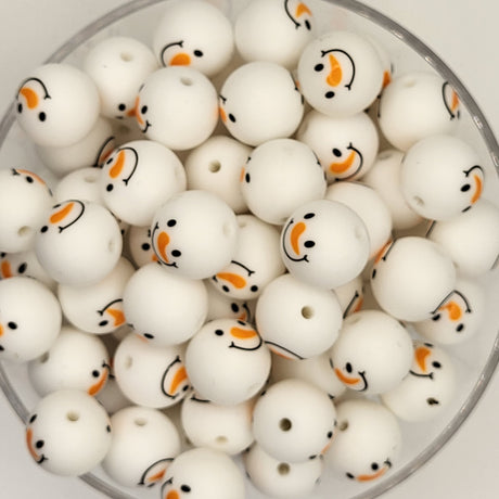 Snowman Set (2 beads) 15mm Silicone Beads