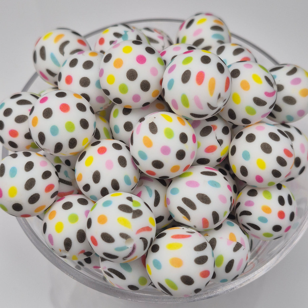 Dot Dot Dot 19mm Print Silicone Bead