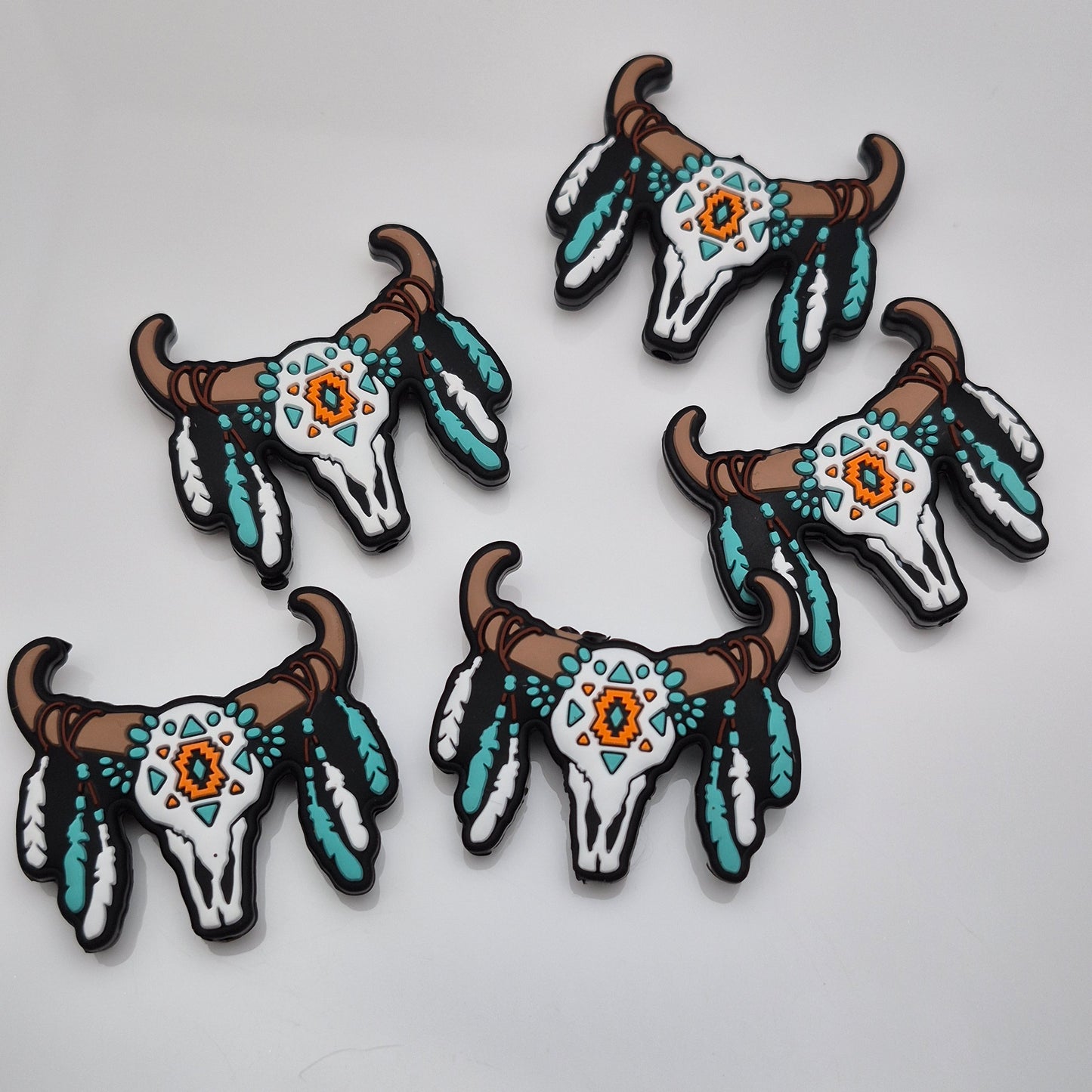 Bull Skull with Feathers - Focal