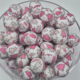 Pink Christmas Trees 15mm Silicone Bead