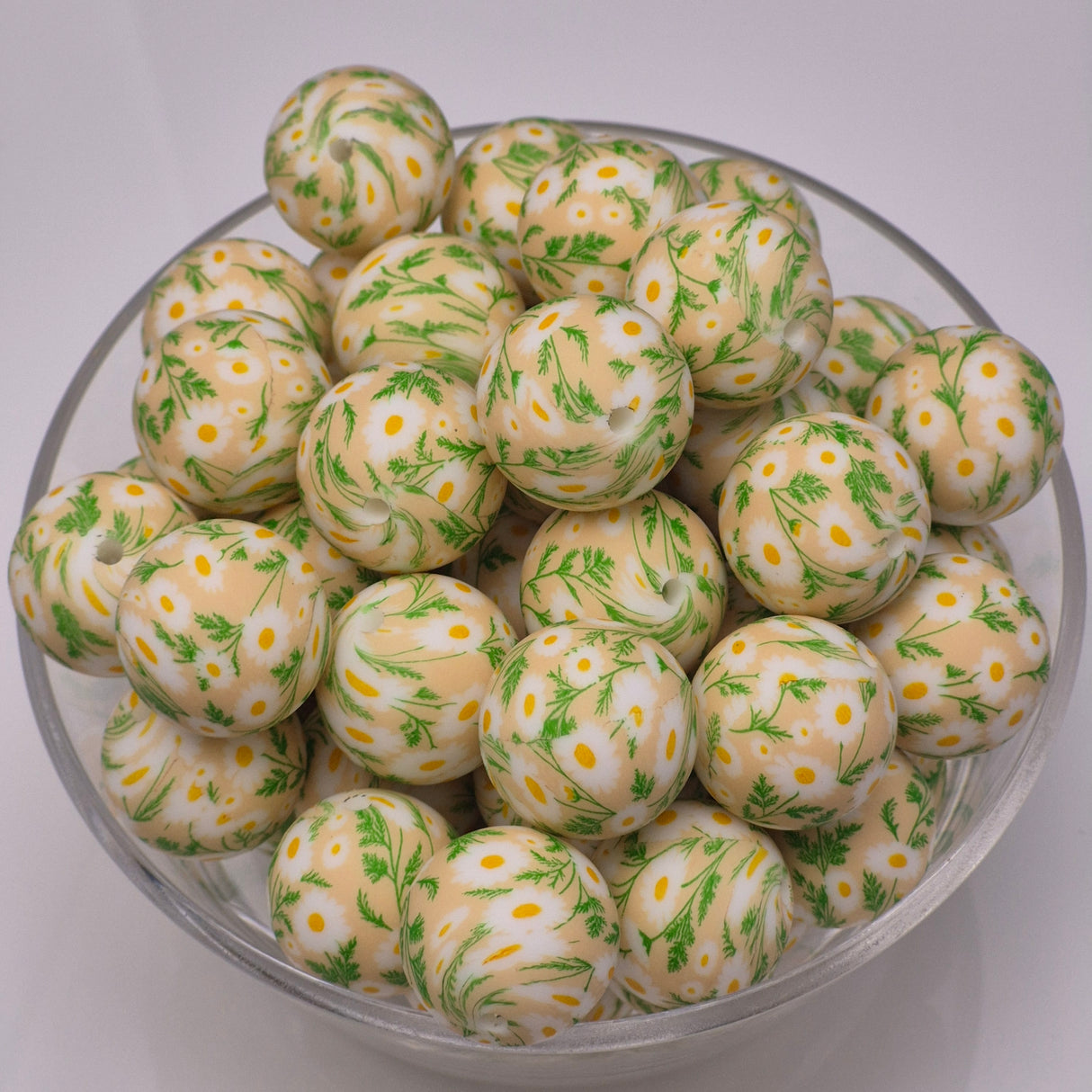 Dallop of Daisies 19mm Print Silicone Bead