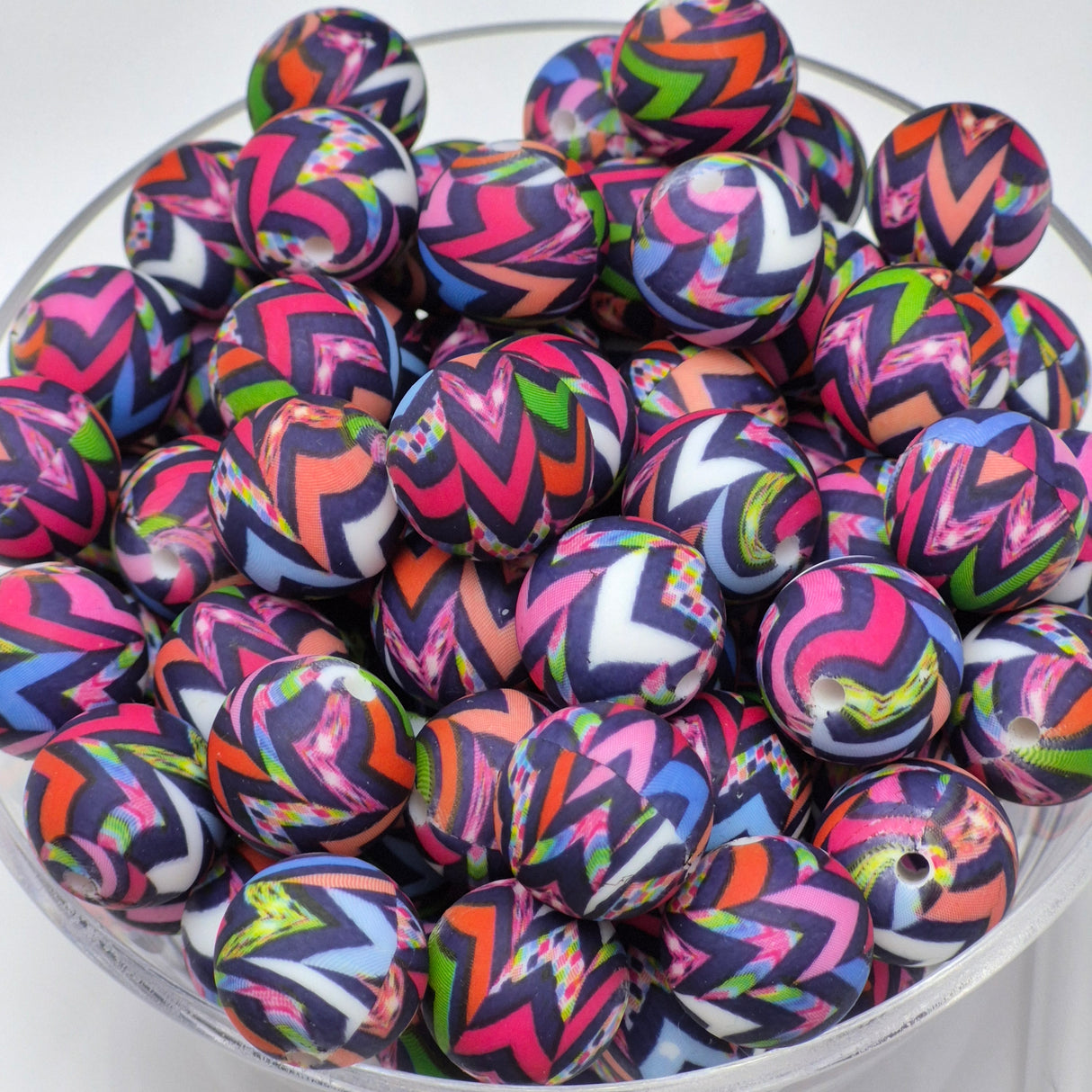Chevron Patchwork 15mm Silicone Bead
