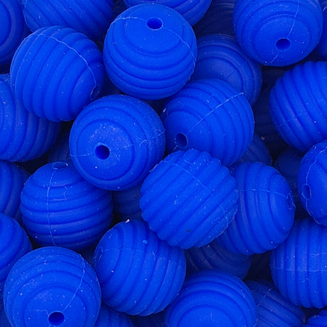 Cobalt Blue Honeycomb 15mm Silicone Bead