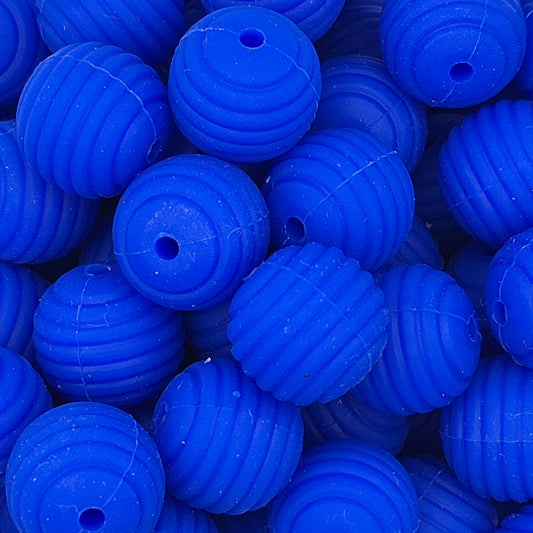 Cobalt Blue Honeycomb 15mm Silicone Bead