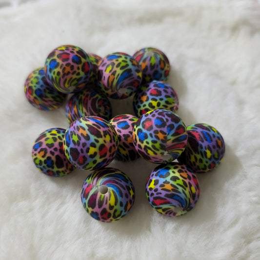 Wild Rainbow Spots 15mm Silicone Bead