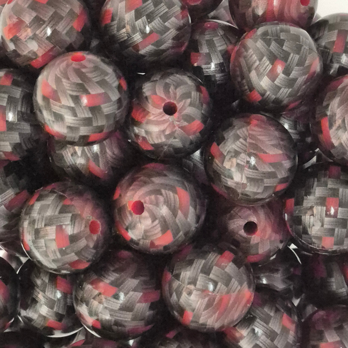 Carbon Fiber Red 15mm Silicone Bead