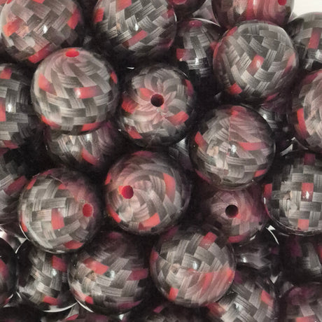 Carbon Fiber Red 15mm Silicone Bead