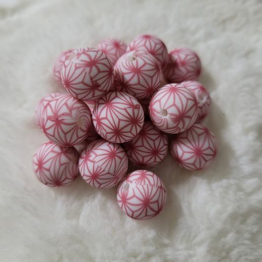 Pink Geometric Stars 15mm Silicone Bead