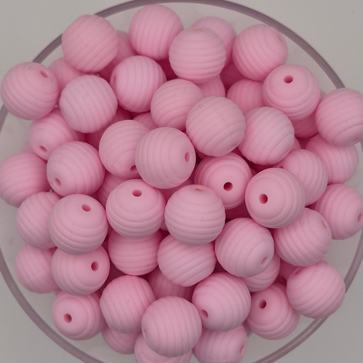 Candy Pink Honeycomb 15mm Silicone Bead