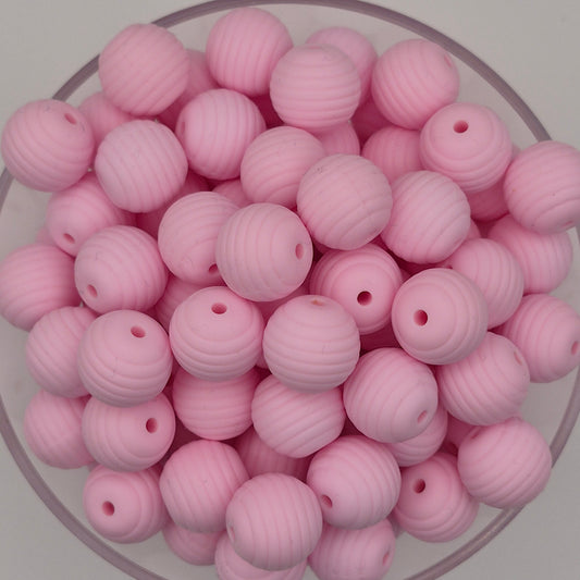 Candy Pink Honeycomb 15mm Silicone Bead