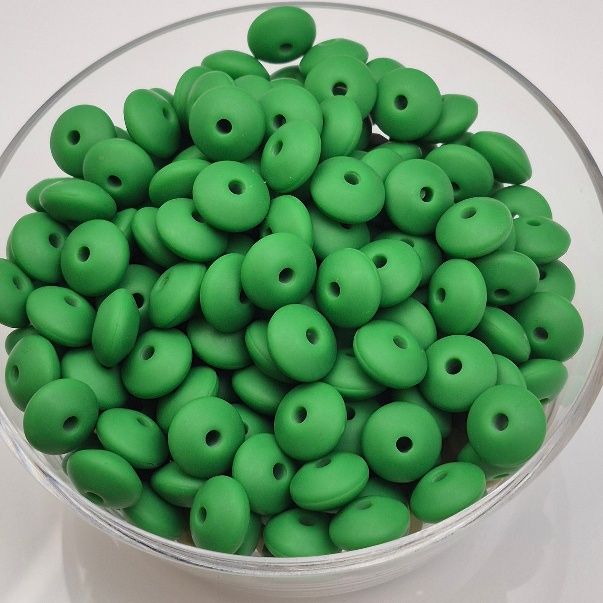 Christmas Green Lentil 12mm*7mm Solid Silicone Beads