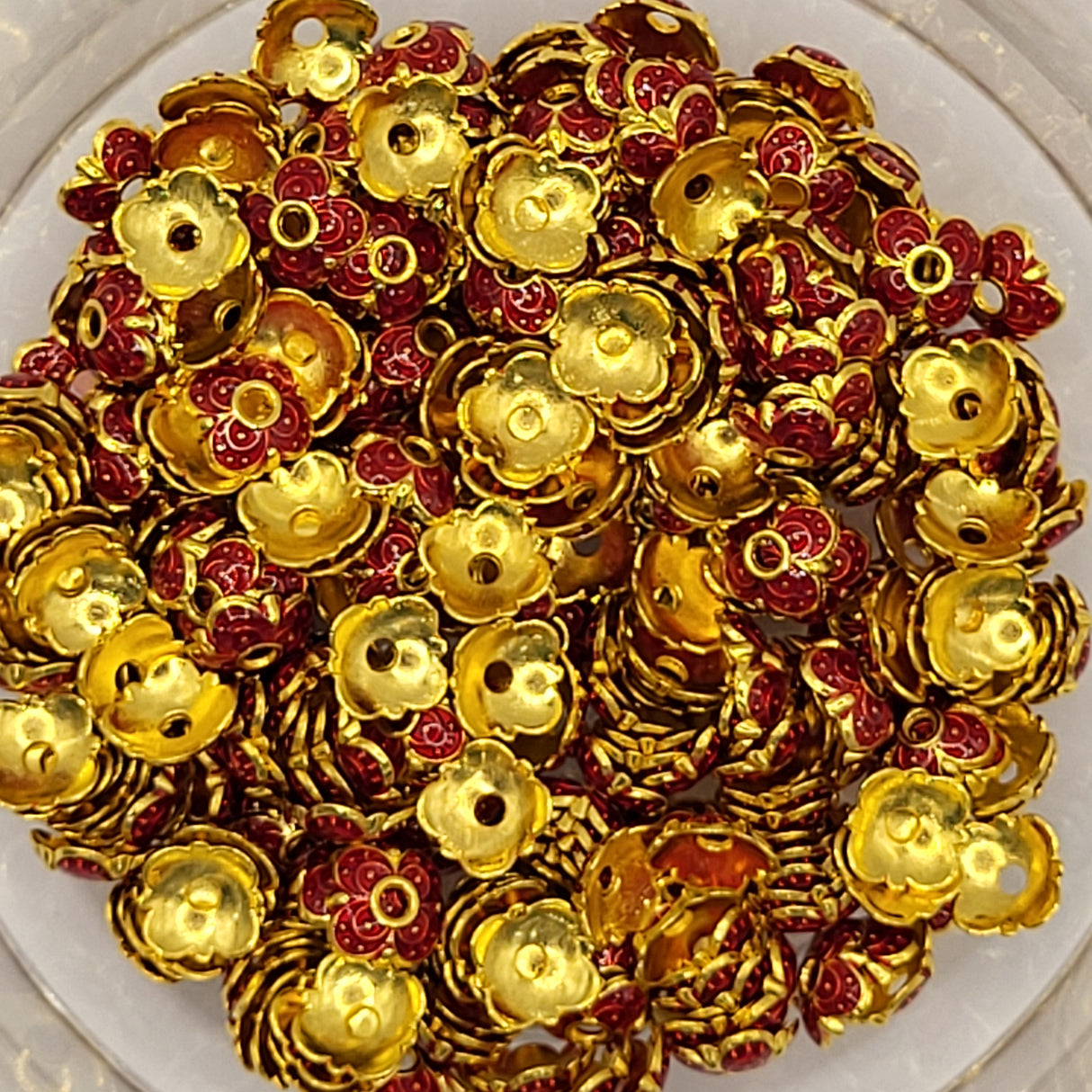 Color Flower Small Bead Caps (Set of 10)