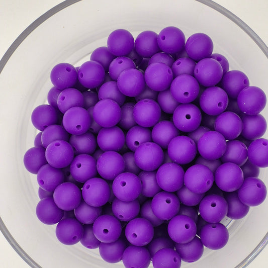 Eggplant 9mm Solid Silicone Beads