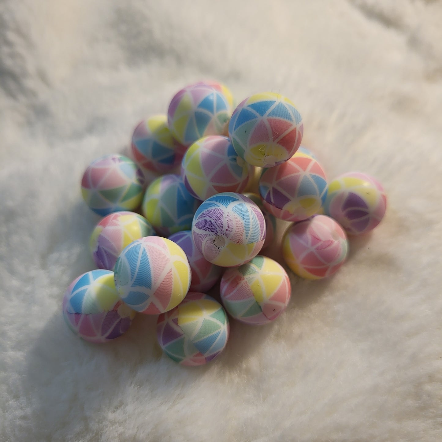 Pastel Mosaic 15mm Silicone Bead