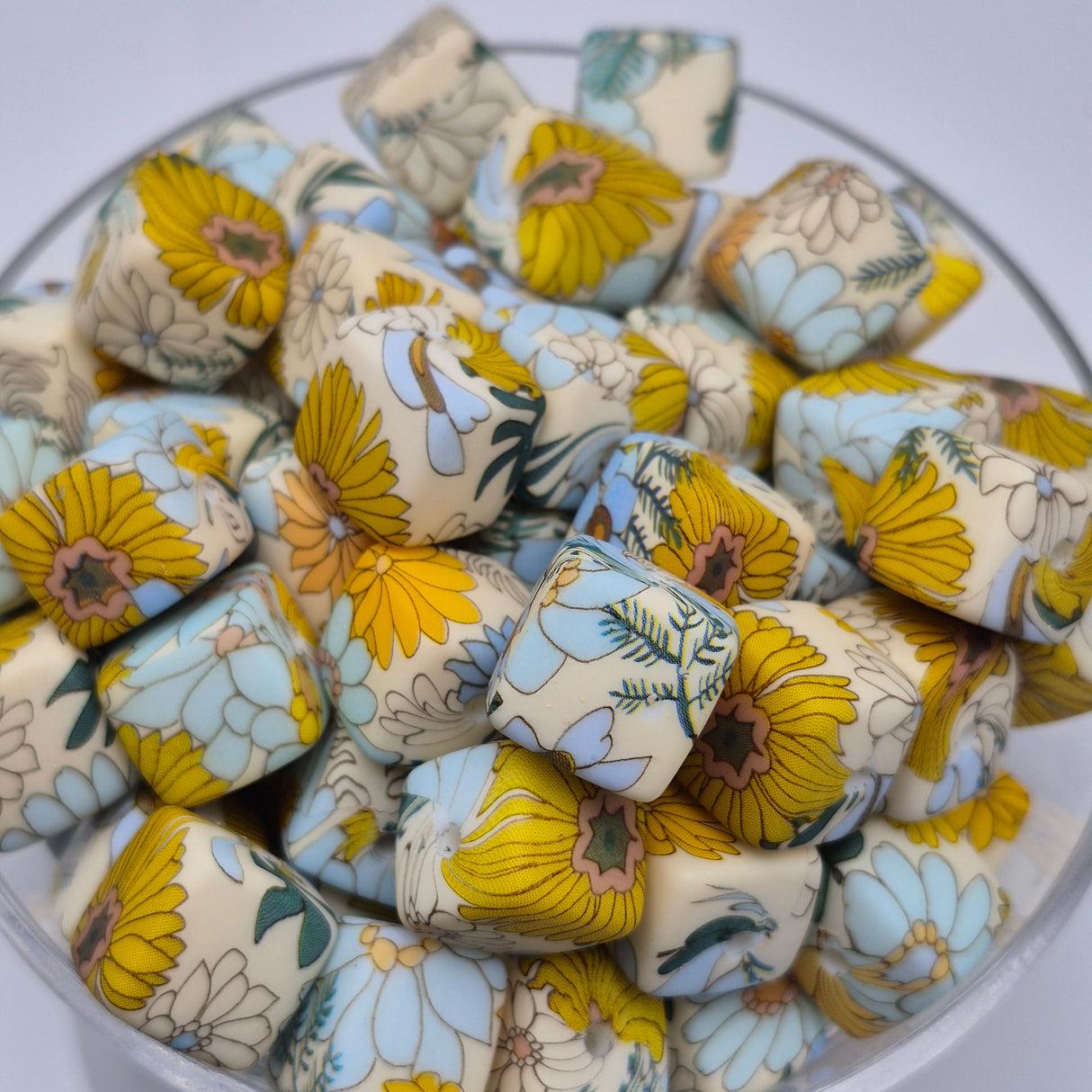 Sunny Boho Cubes Print Silicone Beads