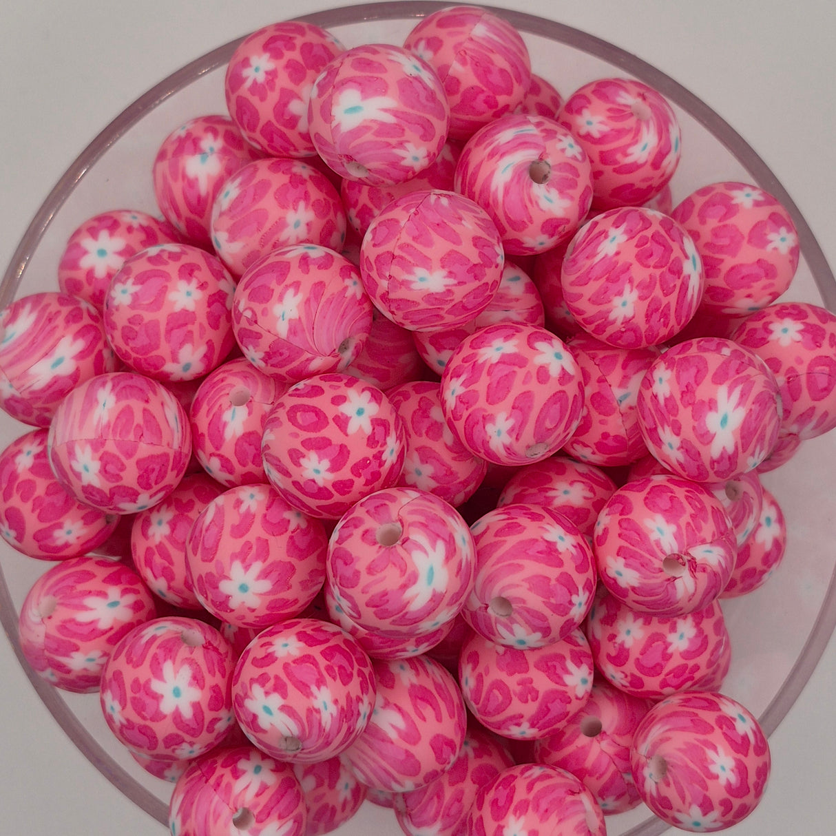 Petal Pop Glam 15mm Silicone Print Bead