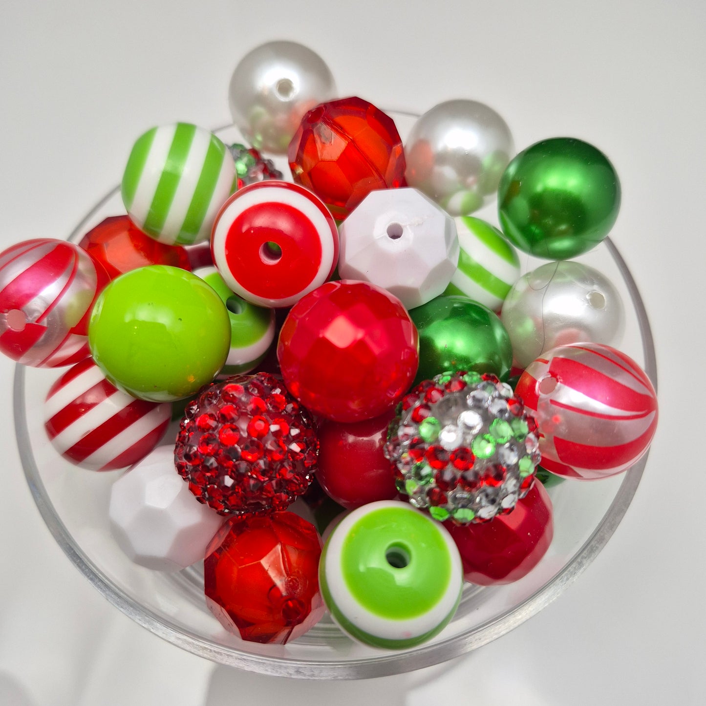 Swirls and Grinch Green Holly Jolly Acrylic Mixed Bead Scoop 19mm Bundle