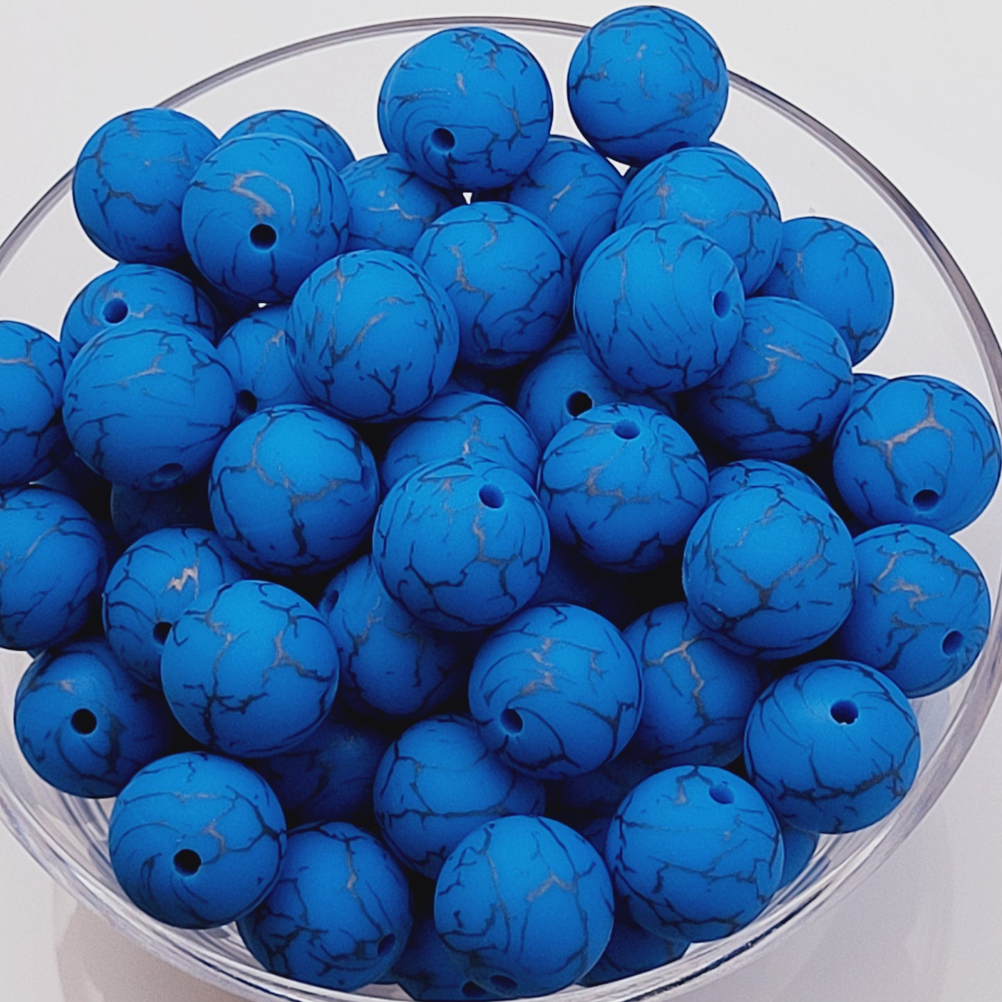 Electric Blue 15mm Silicone Bead