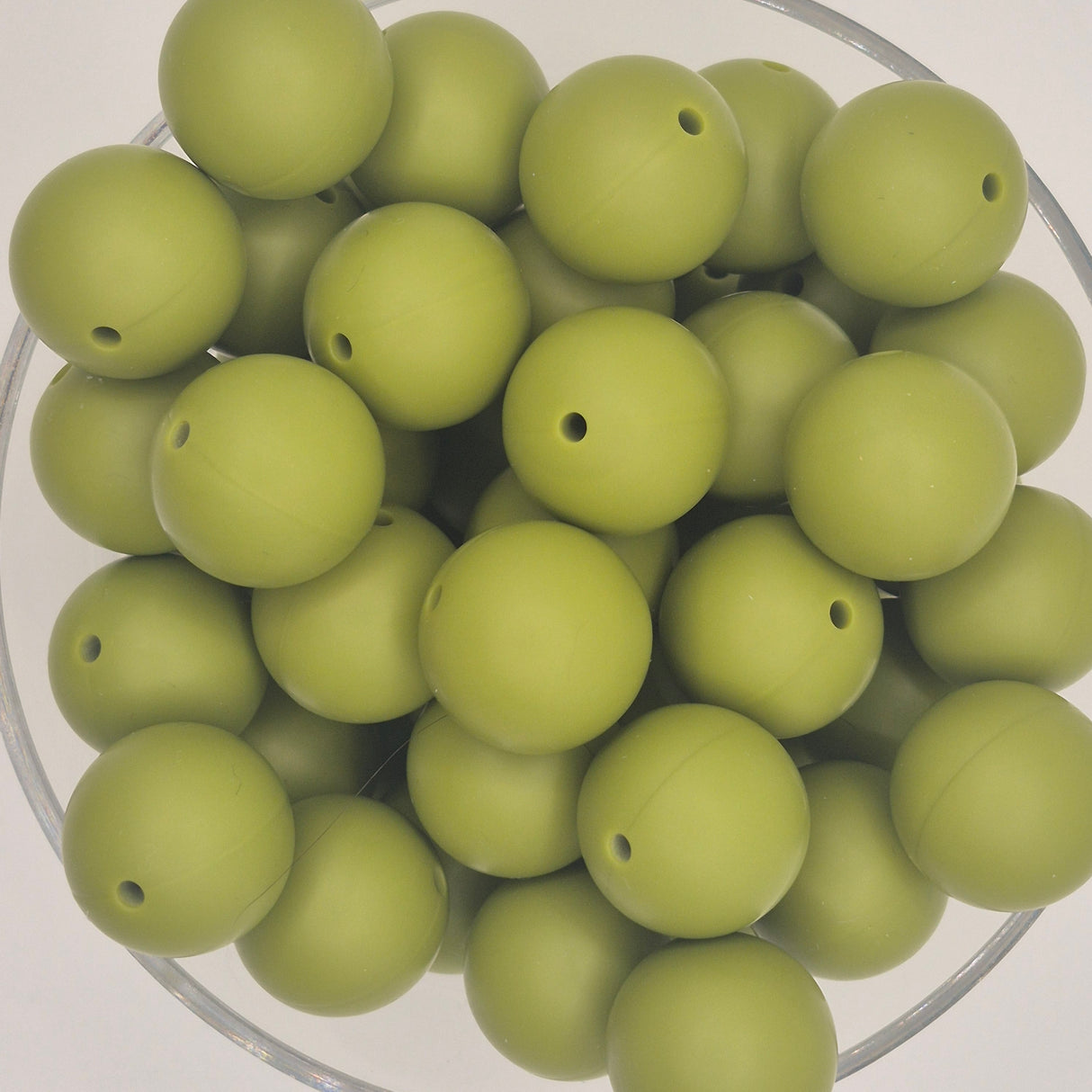 Olive 19mm Solid Silicone Bead