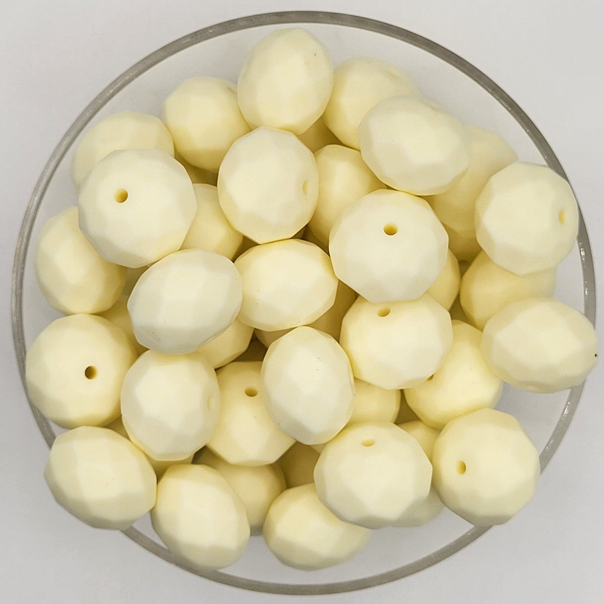 White Chocolate Faceted Geo Silicone Beads