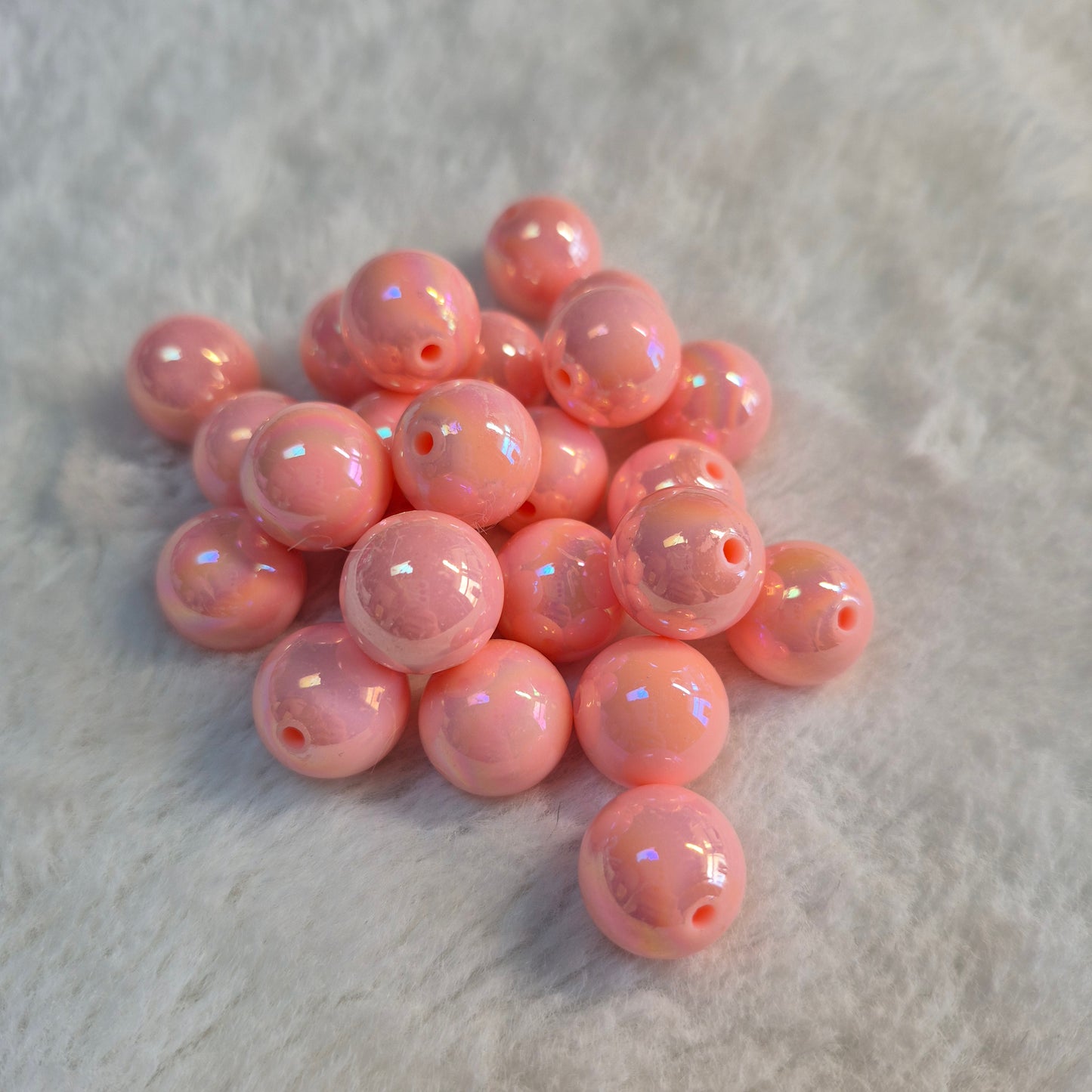 Sweet Peach Opal 15mm Solid ACRYLIC Beads