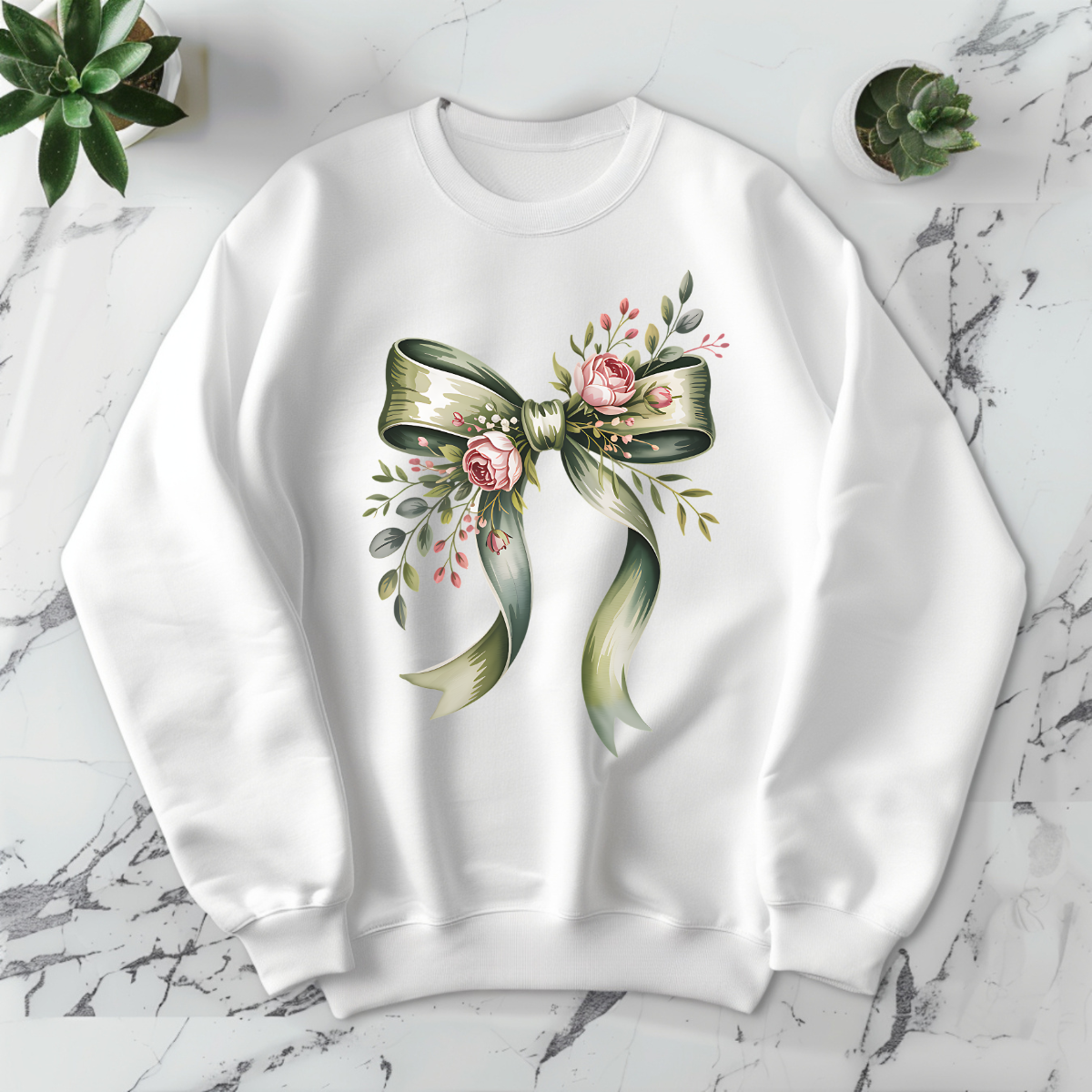 Green Floral Bow - DTF Transfer Print